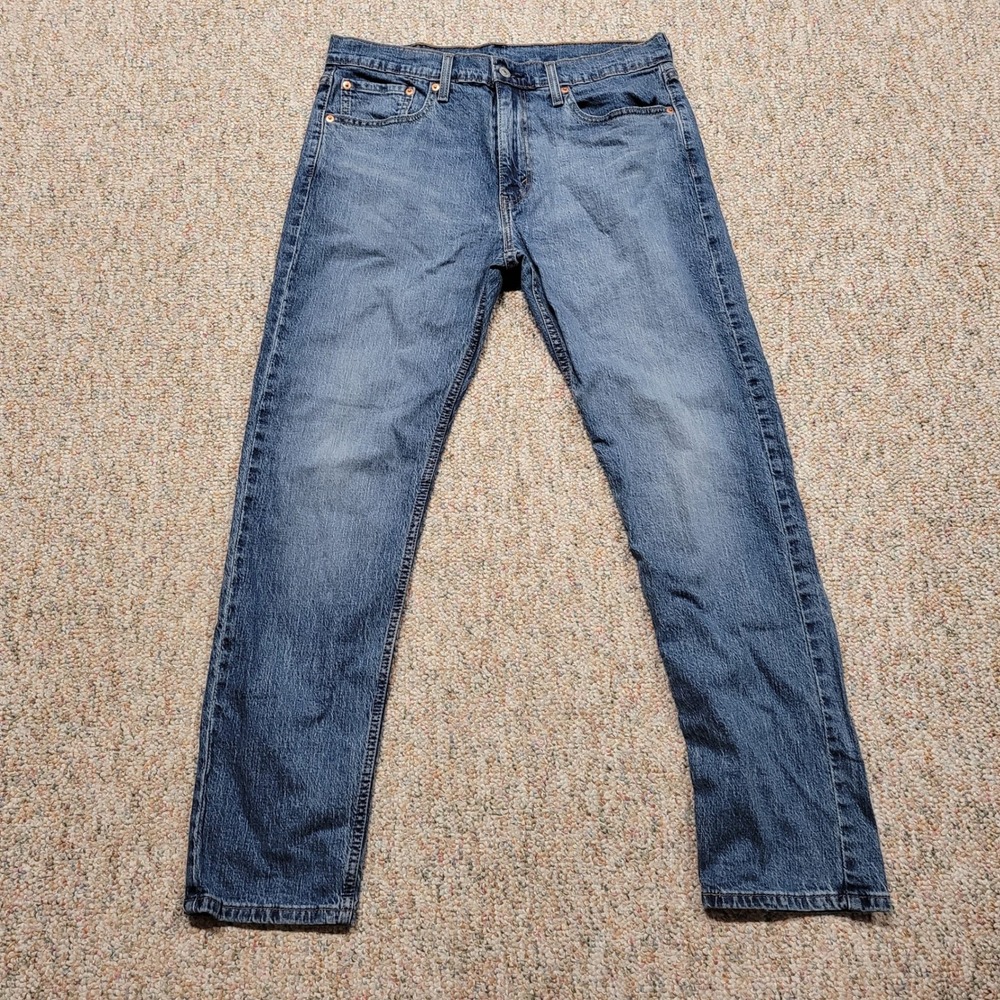 Levis 502 Jeans Mens 33x32 Blue Denim Mid Wash Regular Taper Classic Casual